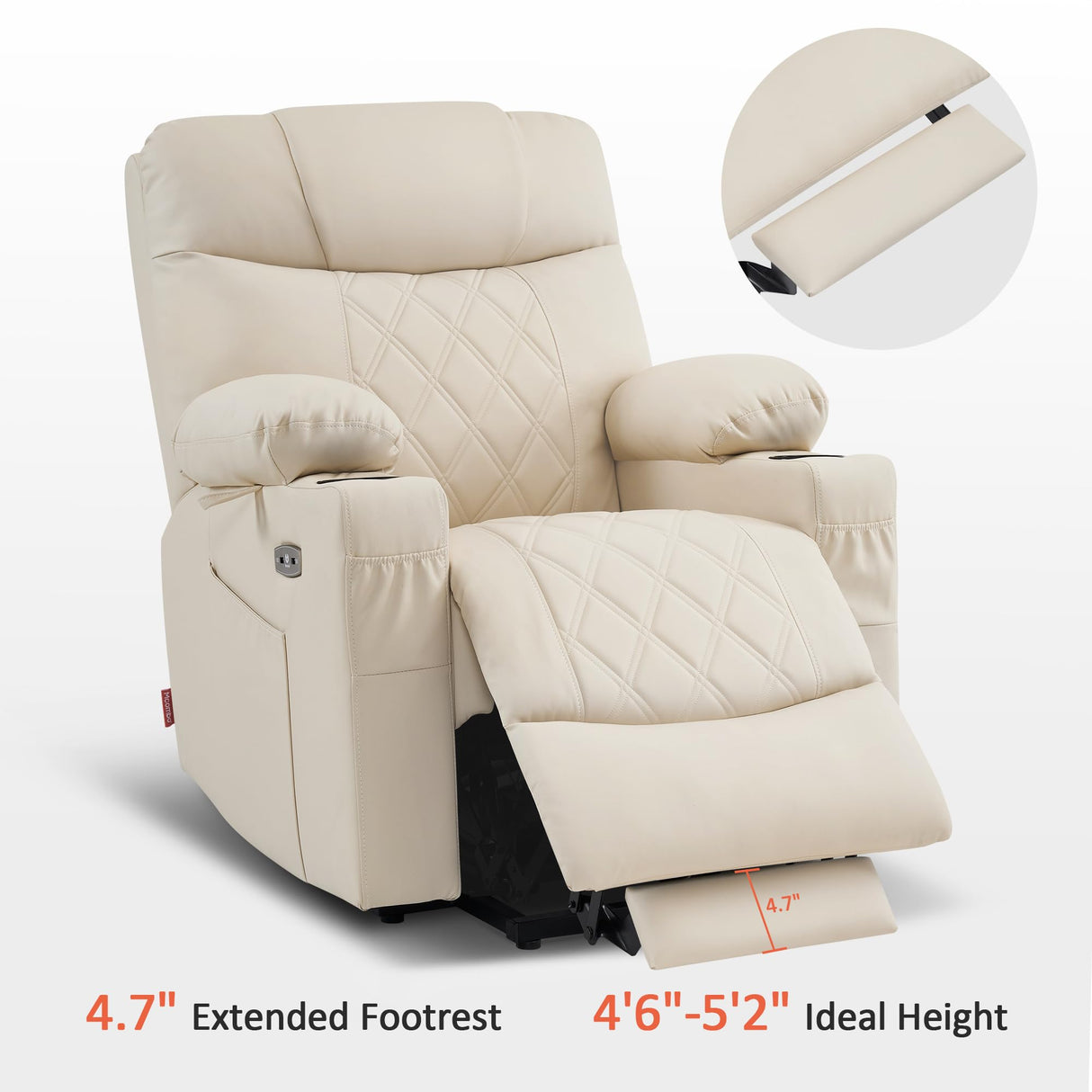 Small Size Power Lift Recliner Chair Sofa with Massage and Dual Heating, Adjustable