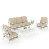 4 Piece Patio Furniture Set, 2 x Fixed Chair, 1 x 3-Seat Sofa