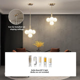 Modern Globe Gold Chandelier - 3.9in Glass Shape Sputnik Ceiling Light Fixture, Mid