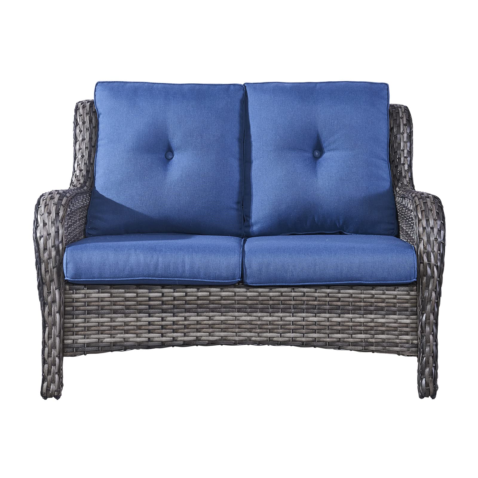 Outdoor Loveseat Wicker Patio Sofa - 2-Seat Rattan Outdoor Couch Patio Furniture