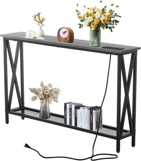 Console Table Sofa Entryway Couch Table with USB Power Outlet