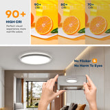 Dimmable LED Flush Mount Ceiling Light Fixture with Remote Control, 15.4 Inch 36W