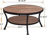 Farmhouse Coffee Table, 2 Tier Round Coffee Table with Storage, Living Room Coffee Table