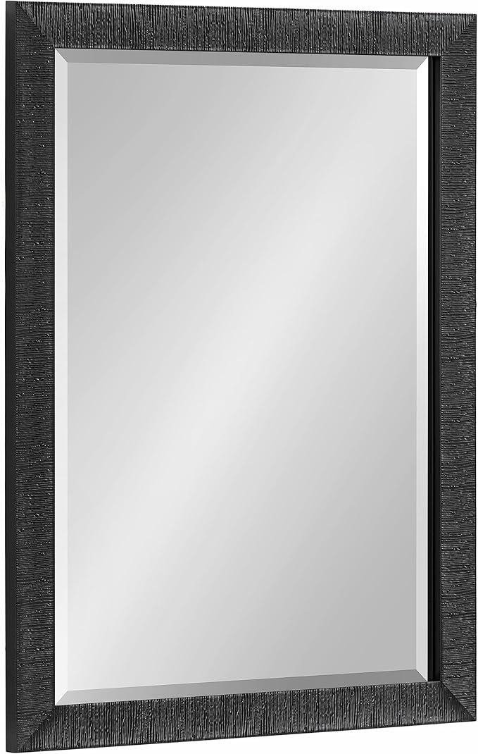 Reyna Modern Rectangle Wall Mirror, 24 x 36, Black, Framed Rectangular Statement Mirror