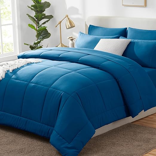 White King Comforter Set - 7 Pieces Bed in a Bag Comforter King Size, Bedding