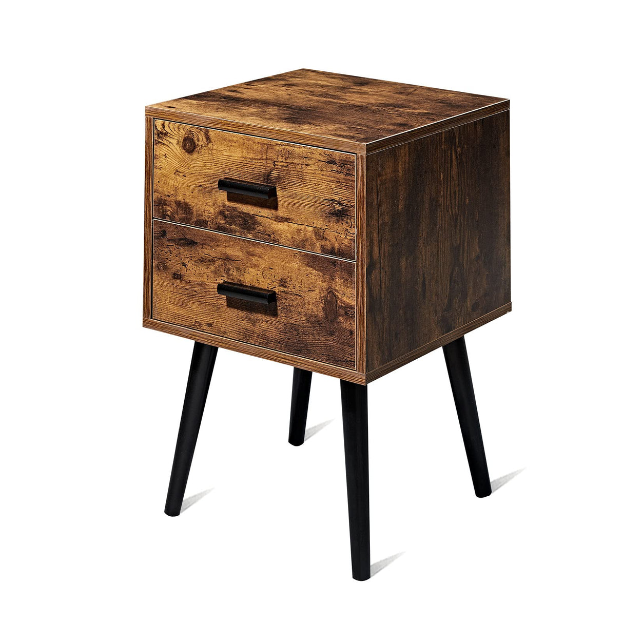 Wooden Night Stand with 2 Drawers Storage Cabinet, Bedside Table for Bedroom Or Mid-Century