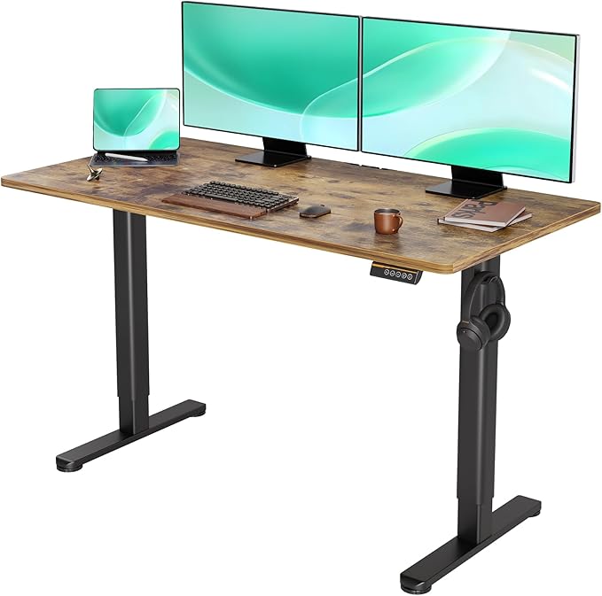 Electric Standing Desk, Adjustable Height Stand up Desk, 48x24 Inches Sit Stand Home Office Desk with Splice Board,White Top