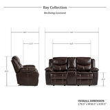 Manual Double Glider Reclining Loveseat, Dark Brown