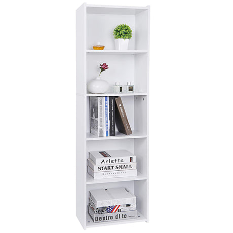 5-Tier Shelf Bookcase, Freestanding Wood Storage Display Open Bookshelf for Home Office