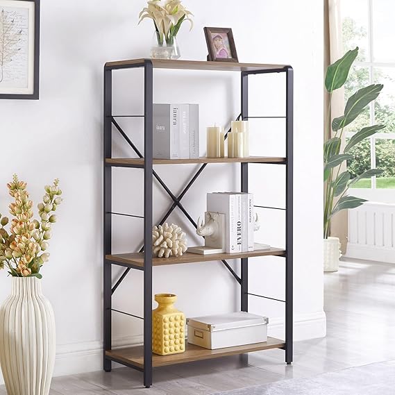 Small Bookshelf, 3 Tier Rustic Book Shelf with Storage, Industrial Low Short Bookcases