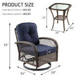 Outdoor Swivel Glider Rocker, Wicker Patio Bistro Set