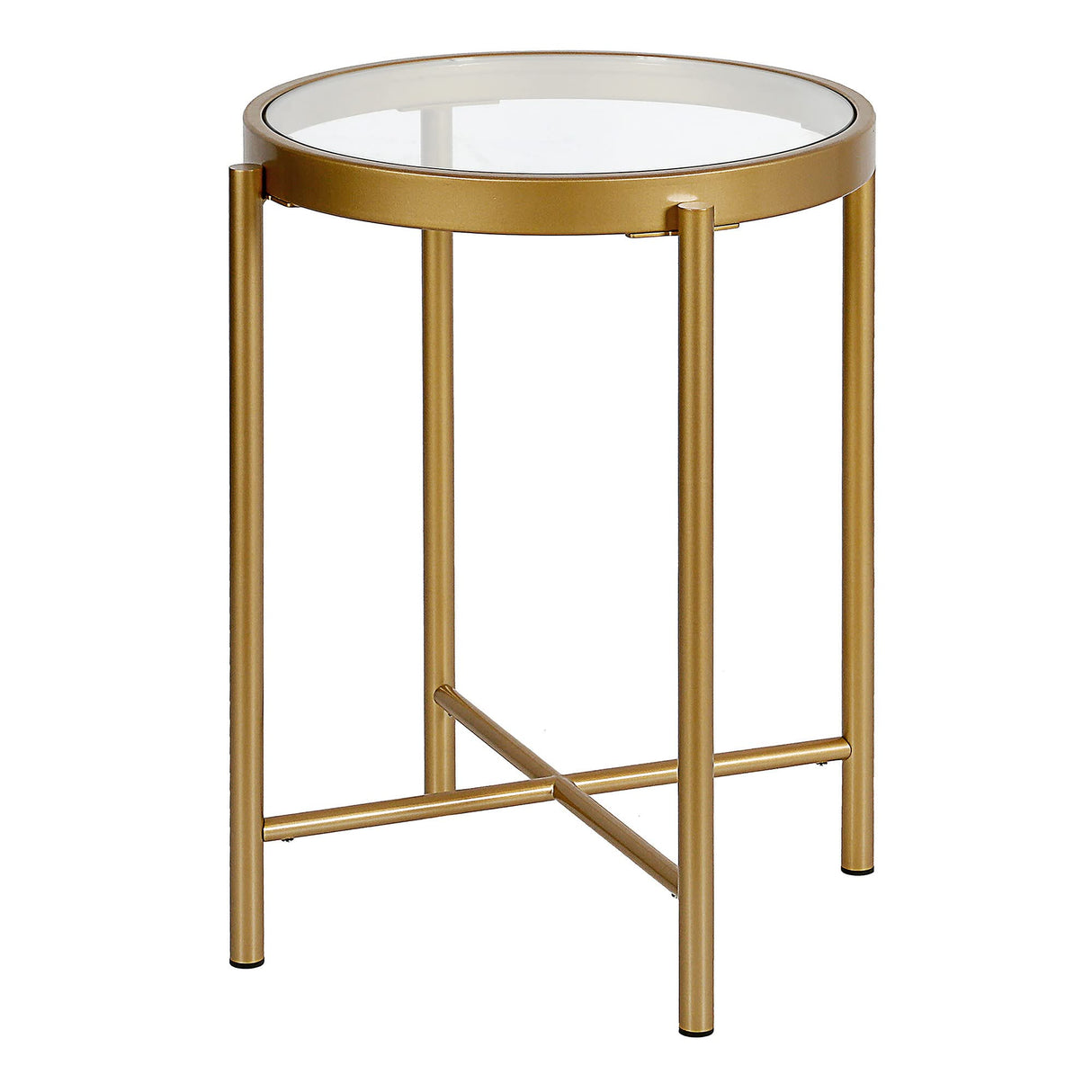 Duxbury 18'' Wide Round Side Table in Brass