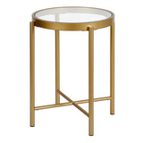 Duxbury 18'' Wide Round Side Table in Brass