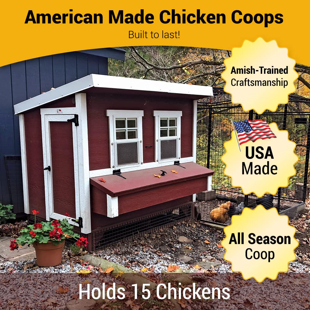 Classic Large Chicken Coop for Up to 15 Chickens - Nesting Box - Large Bird, Poultry