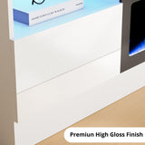 LED High Gloss TV Stand with Electric Fireplace - White