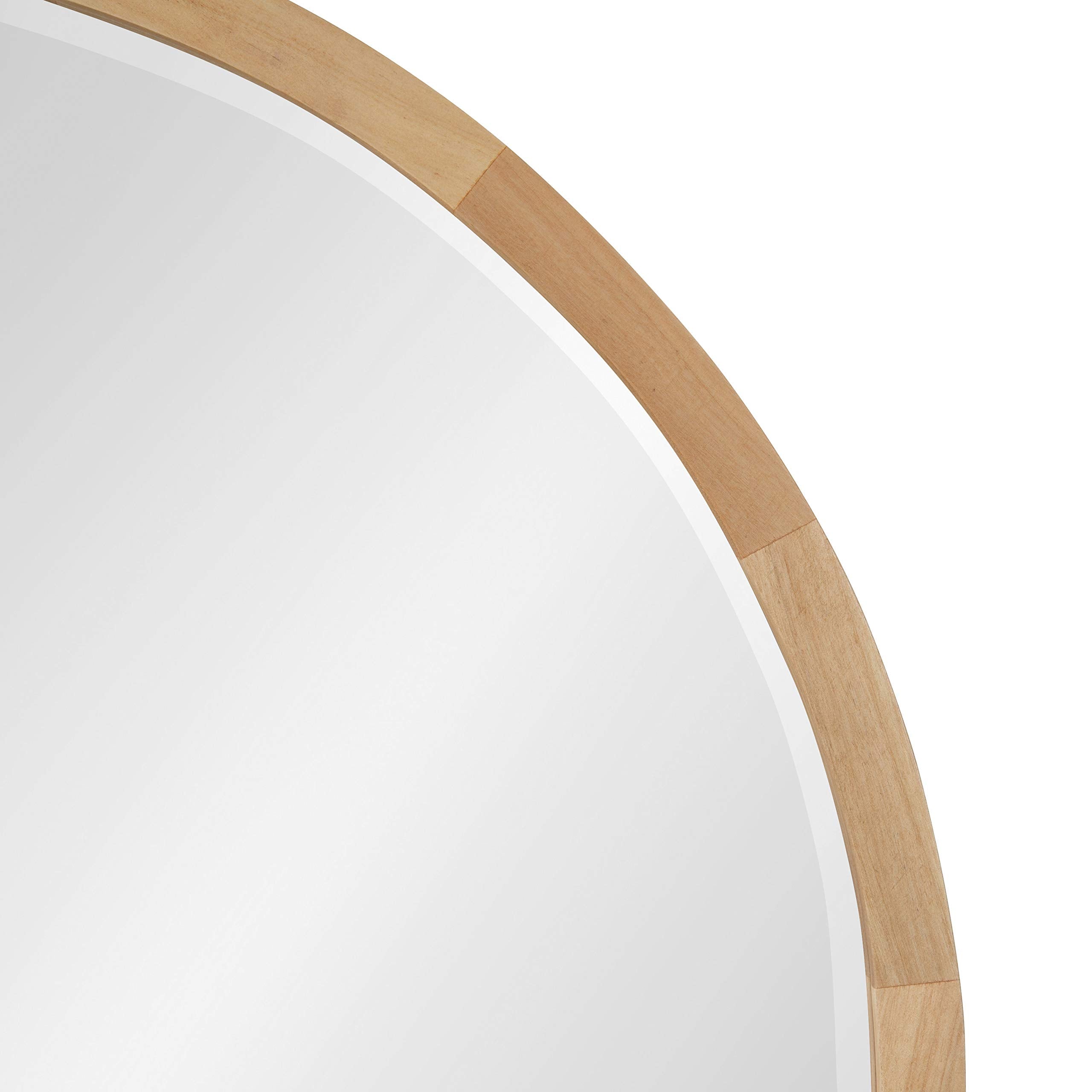 McLean Mid-Century Wood Framed Wall Mirror, 24 inch Diameter
