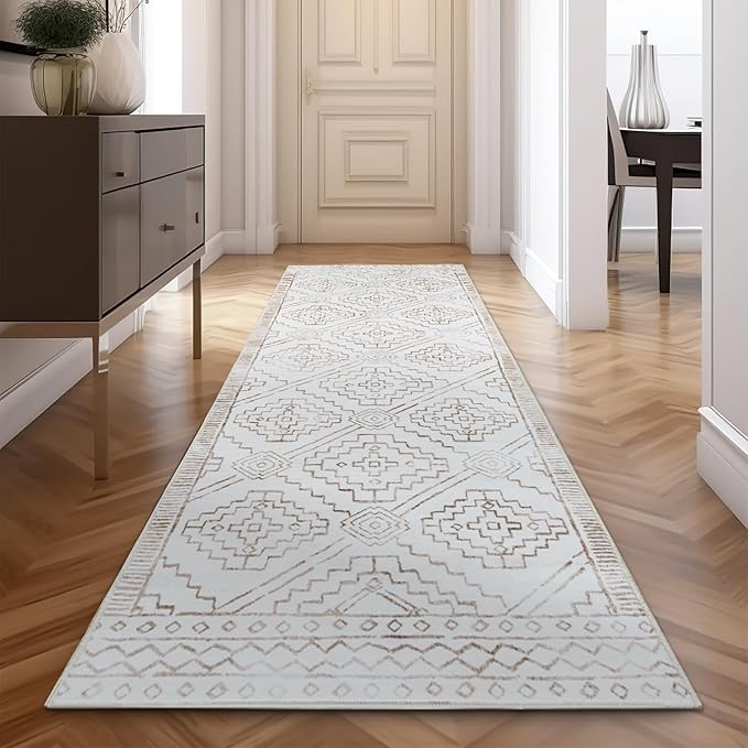 Runner Rug 3x10 Moroccan Hallway Rug with Line Bohemian Kitchen Washable Runner