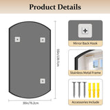 30x55 Inch Black Oval Bathroom Mirror with Thin Metal Frame