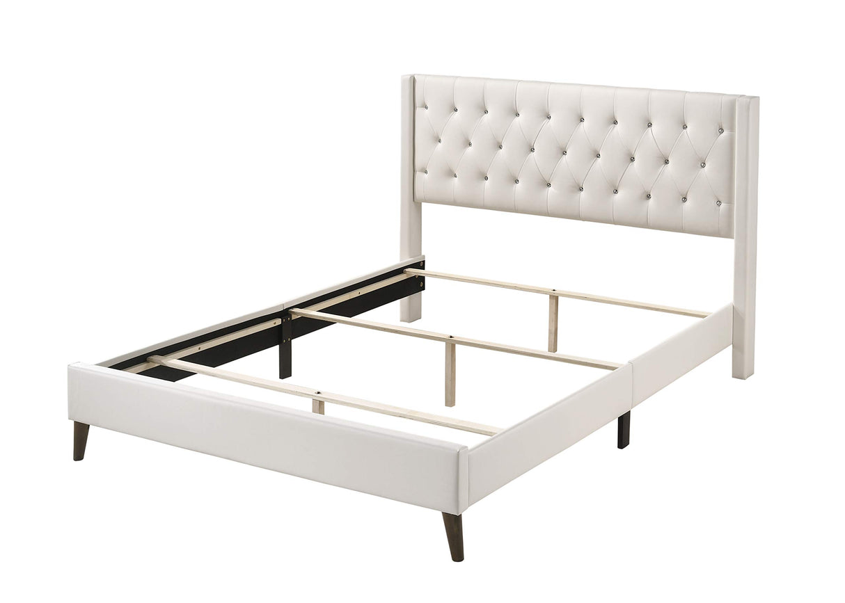 Bergen Faux Leather Upholstered Queen Bed in White