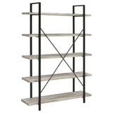 Cole 70-inch 5-Shelf Bookshelf Grey Driftwood and Gunmetal