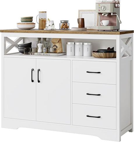 Modern Farmhouse Sideboard Buffet Cabinet, Kitchen Buffet Storage Cabinet