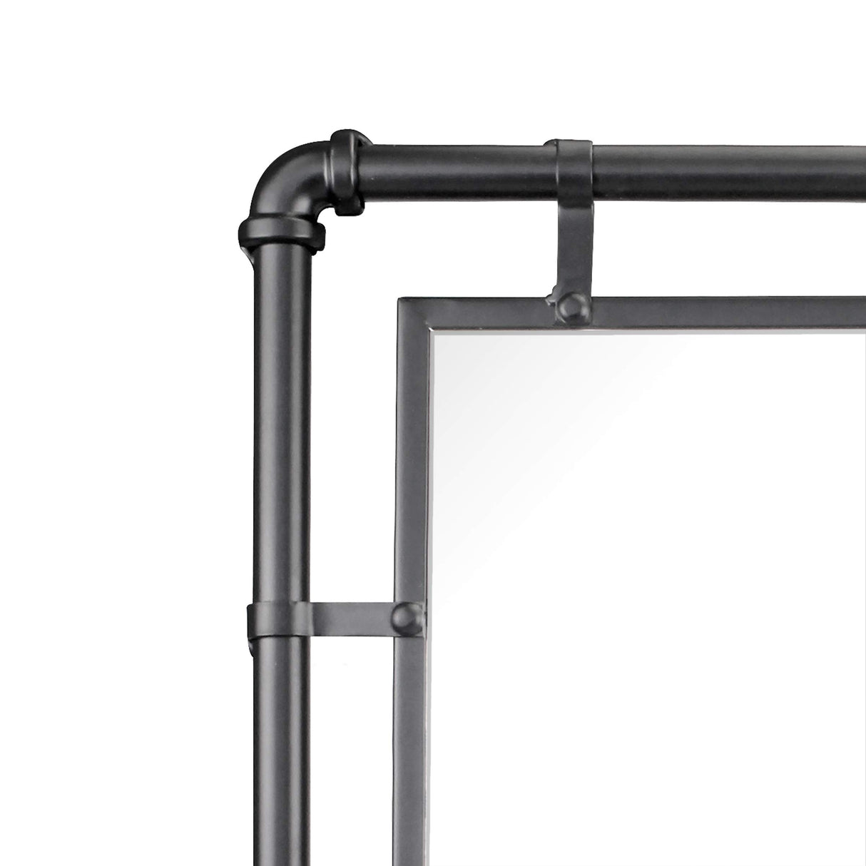 29" Rectangle Industrial Black Metal Pipe Wall Mirror