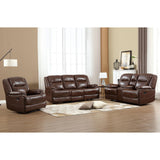 Leather Manual Recliner Sofa Set, Recliner Chair, Loveseat Reclining Sofa and 3 Seat Recliner Sofa, Couch Furniture Set for Living Room, Meeting Room, Brown(Recliner+Loveseat+Sofa)