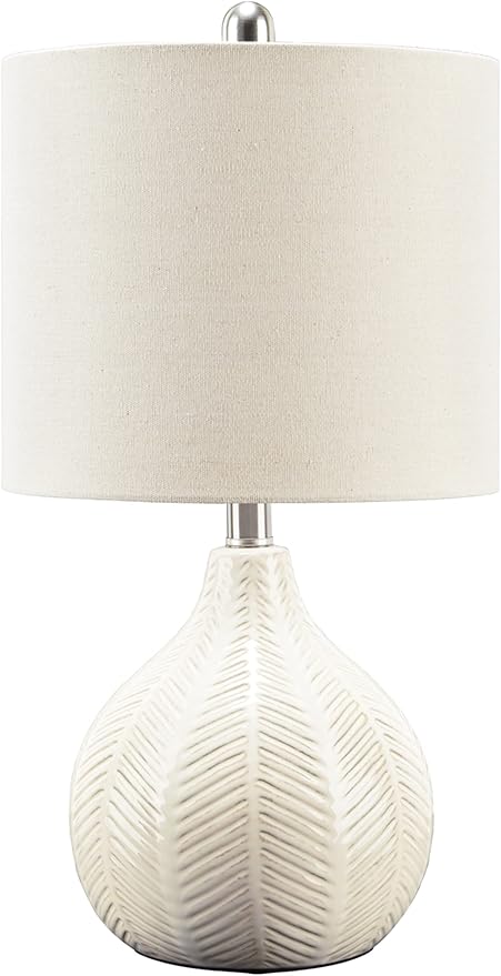 Ashley Wardmont 18" Modern Dimensional Design Ceramic Table Lamp, White