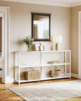 70'' Narrow Long Sofa Console Table with 3-Tier Storage Shelf for Living Room, White