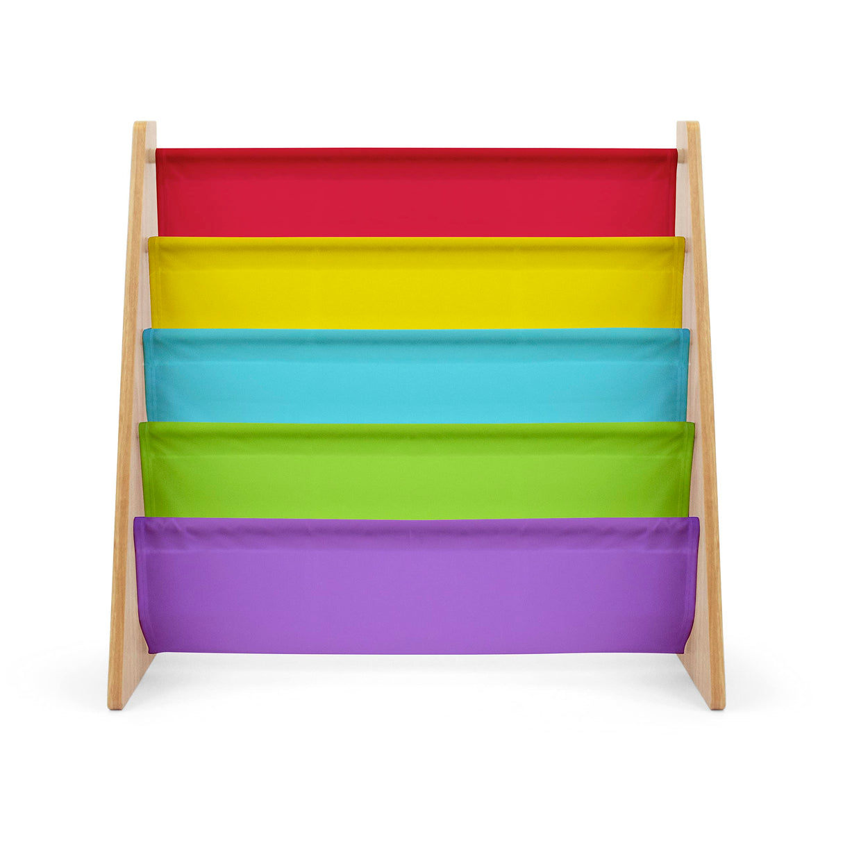 4-Tier Kids Bookshelf, Natural Wood/Rainbow - Premium Book Shelf for Kids Rooms