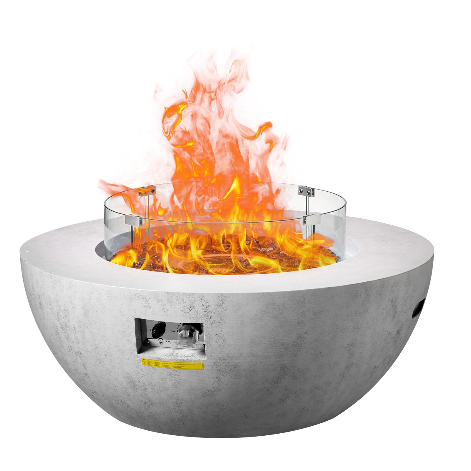 Propane Fire Pit, Outdoor Concrete Gas Fire Pit, 39 in Tabletop - Bircata