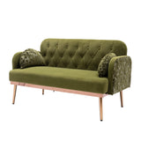 55" Small Velvet Couch with Elegant Moon Shape Pillows