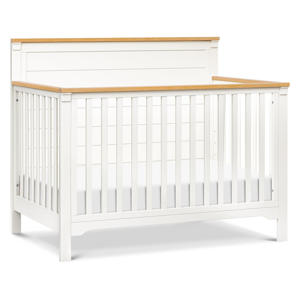 4-in-1 Convertible Crib in Warm White and Honey, GREENGUARD Gold Certified