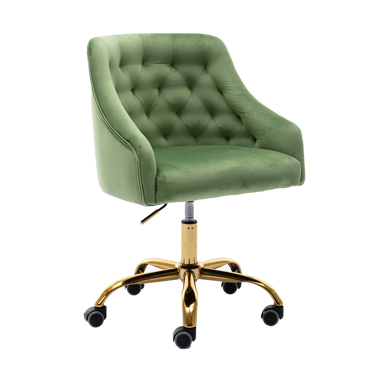 Comfy Home Office Task Chair with Wheels, Cute Modern Upholstered Velvet Seashell Back Adjustable Swivel Vanity Desk Chair,