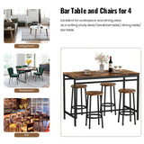 5-Piece Dining Table Set, Kitchen Table and Chairs Set for 4, Industrial Outdoor Bar Table