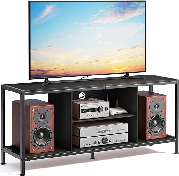 TV Stand for TV up to 65 Inch with Open Shelves, 3-Tier Gaming Entertainment Center