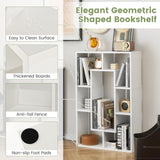 7 Cube Storage Organizer, Geometric White Bookshelf with Storage, Wood Open