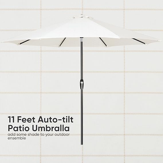 10ft Patio Market Outdoor Table Umbrella with Auto Tilt and Crank