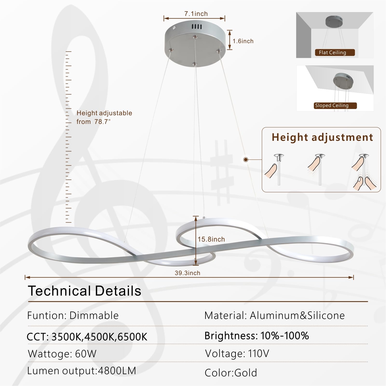 Modern Chandelier, Led Chandelier,Modern Led Pendant Light Dimmable Modern