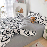 Love Comforter Sets Twin Black and White Bedding Comforters Cotton Women Girls Heart