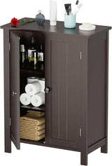 Bathroom Floor Storage Cabinet Free Standing Side Organizer, Tall Kitchen Pantry