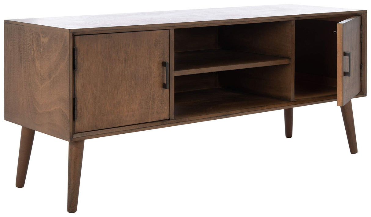 Home Collection Sorrel Mid-Century Brown 2-Door 1-Shelf Media 50-inch Flatscreen