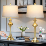 28.75" Gold Table Lamps for Living Room,Touch Lamps for Bedrooms Set of 2 - Nightstand
