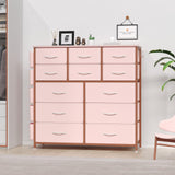 Jojoka Dresser for Bedroom with 12 Drawer, Dressers & Chests of Drawers for Hallway, Entryway, Storage Organizer Unit with Fabric, Sturdy Metal Frame, Wood Tabletop, Easy Pull Handle… (Pink)