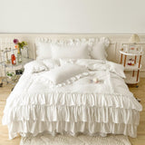 Ruffle Duvet Cover Queen Size,100% Washed Microfiber 3pcs Bedding Duvet Cover Set