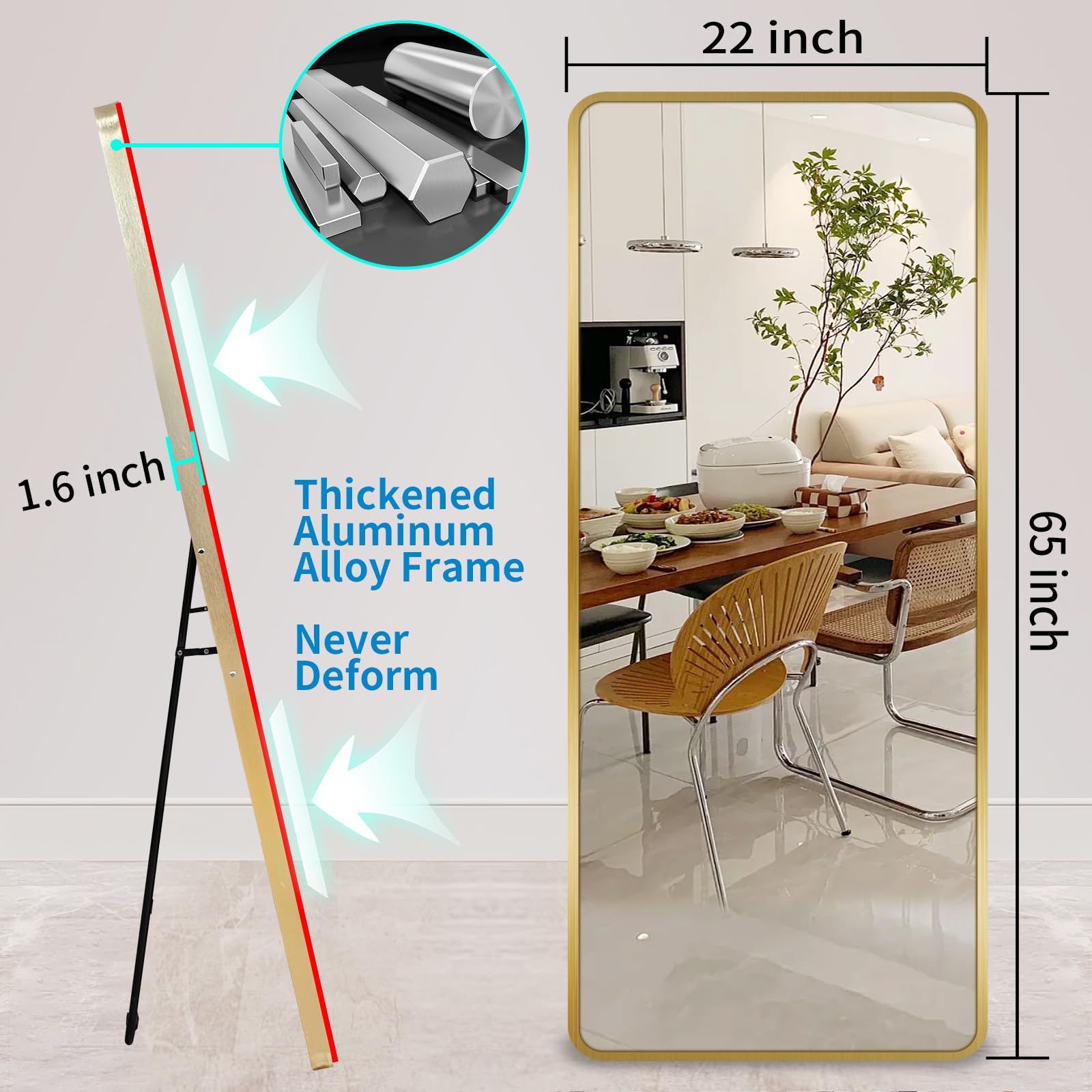 65"x22" Floor Mirror Full Length Mirror Standing Mirror Full Body Mirror