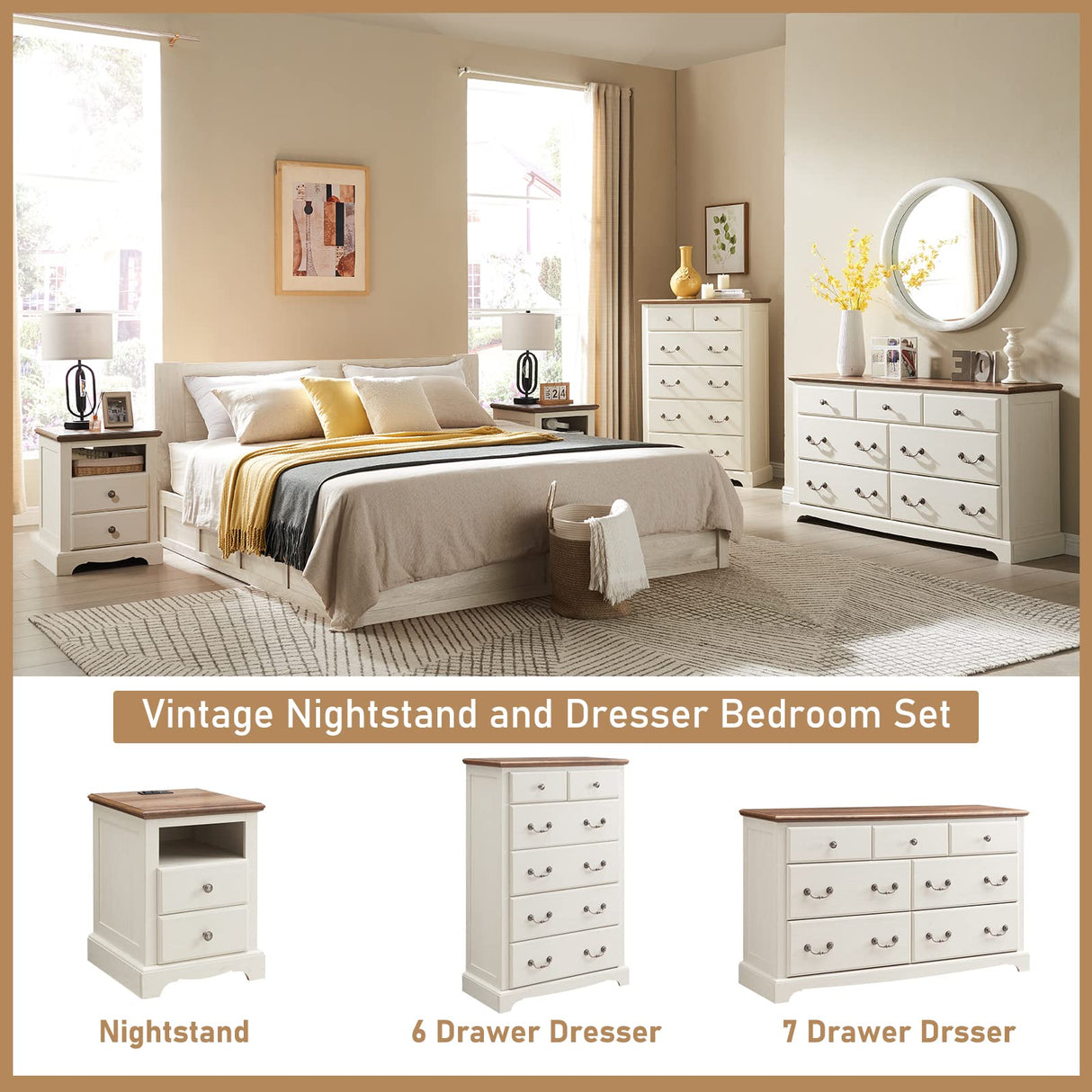 6 Drawers Dresser Chests for Bedroom