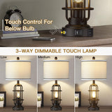 Modern Table Lamps, Industrial 3-Way Dimmable Bedside Lamp