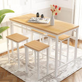 AWQM 5 Piece Bar Table Set, Modern Counter Height Dining Table and Chairs Set for 4, Wood Kitchen Table and 4 Bar Stools for Small Spaces, Apartment, Pub, Dining Room (Black)