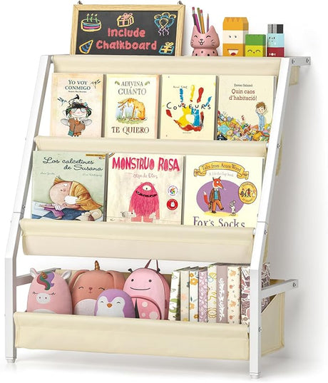 Kids Bookshelf with Chalkboard,Book Shelf for Kids Rooms,Nursery Book Shelves for Toddler Baby